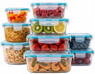 KICHLY 9 Pack Glass Container Food Storage with Airtight Lids, Leakproof Lunch Boxes, BPA-Free, Large, Small and Round Meal Prep Glass Storage Containers, Microwave Safe 🍁 All In One Marketplace Canada