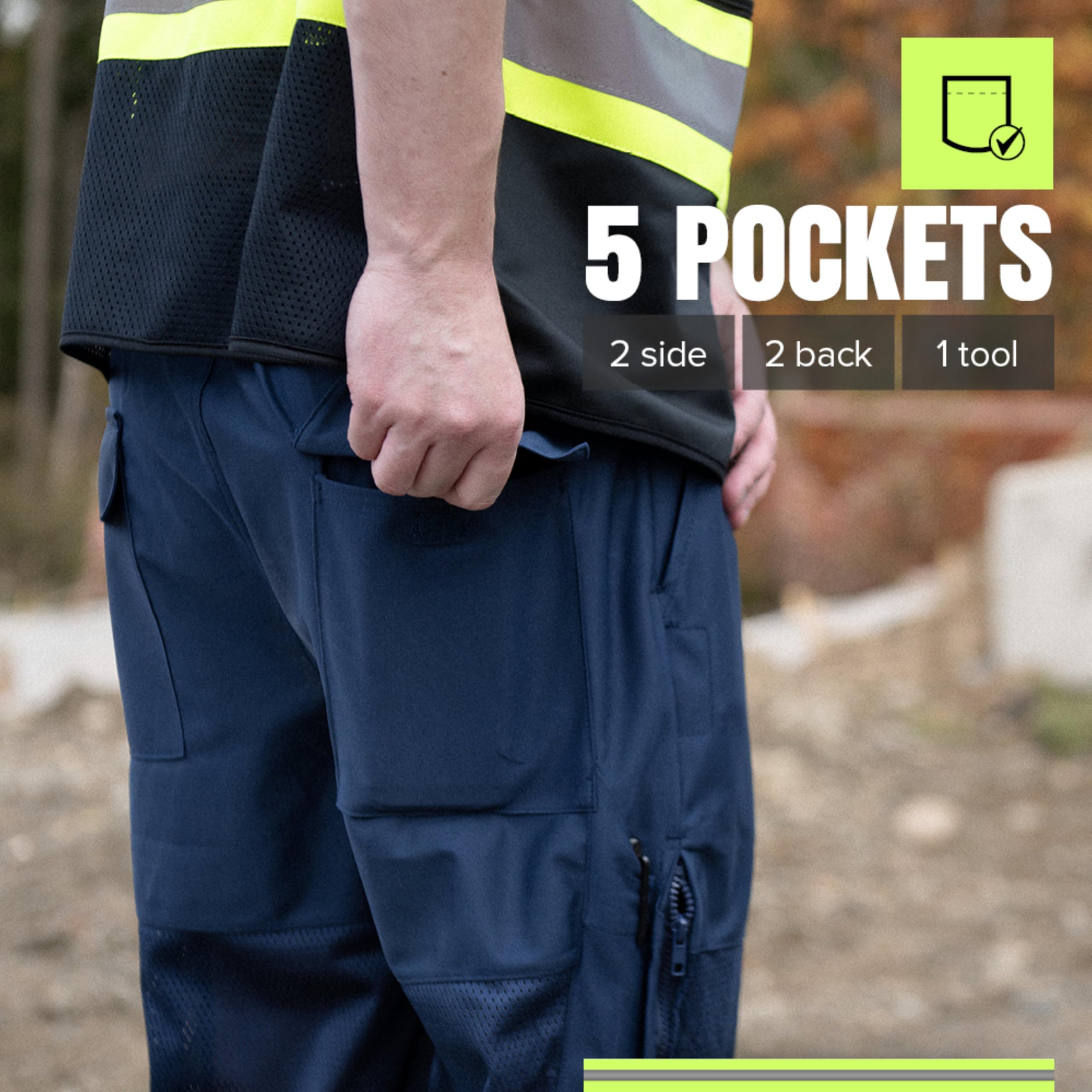 Pioneer Hi Vis Pants for Men - Breathable Mesh - Blue 🍁 All In One Marketplace Canada