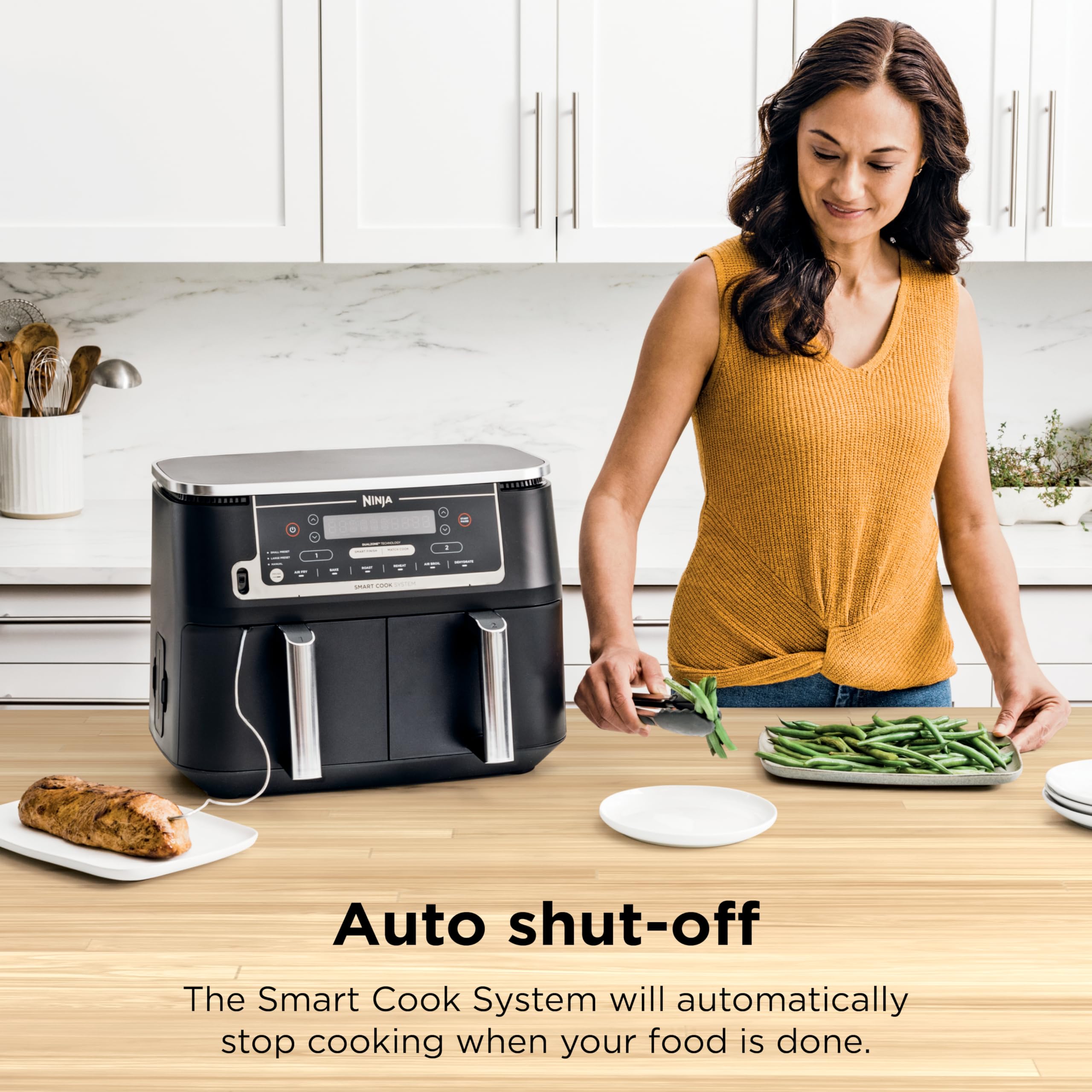 Ninja Foodi 10 QT 6-in-1 DualZone Smart XL Air Fryer, 2 Independent 5QT Baskets, Smart Cook Thermometer, Match Cook, Smart Finish, Air Fry, Roast, Bake, Dehydrate, Reheat, Grey, DZ550 🍁 All In One Marketplace Canada