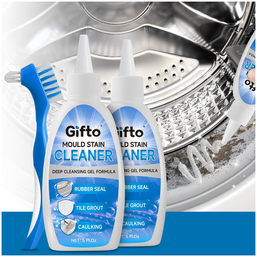 Mould Stain Remover Gel Washing Machine Cleaner, Grout Cleaner with Cleaning Brush, Black Stain Remover for Washer Kitchen Sink Shower Toilet Bathtub Caulk Tile,Bathroom Whitener, 10 Fl Oz 🍁 All In One Marketplace Canada