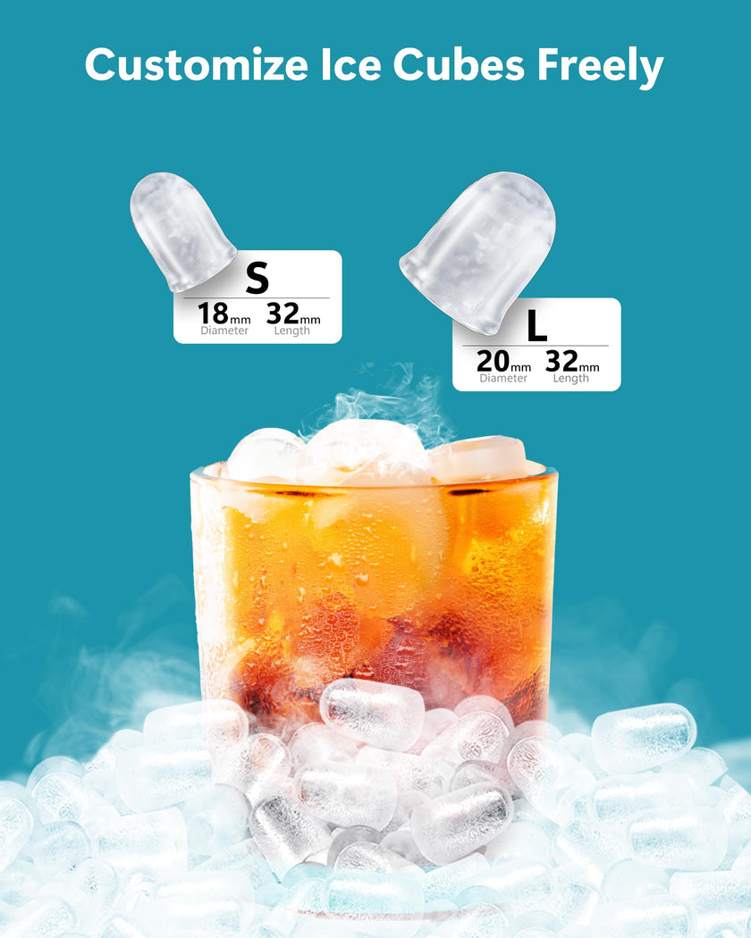 EUHOMY Countertop Ice Maker, 26.5 lbs/24H Portable Ice Machine with Ice Scoop & Basket, Fast 6-10 Mins Ice Making, 2 Ice Sizes, Ideal for Home, Kitchen, RV, Party 🍁 All In One Marketplace Canada