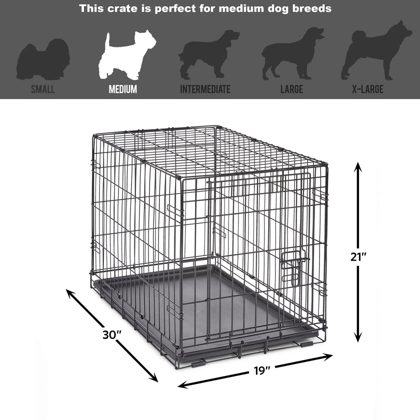 MidWest Homes for Pets 30-Inch New World Crate for Medium Breeds, 21-40 lbs, Single Door Folding Dog Crate, Leak-Proof Tray & Secure Latch, Portable, Durable & Easy to Assemble 🍁 All In One Marketplace Canada
