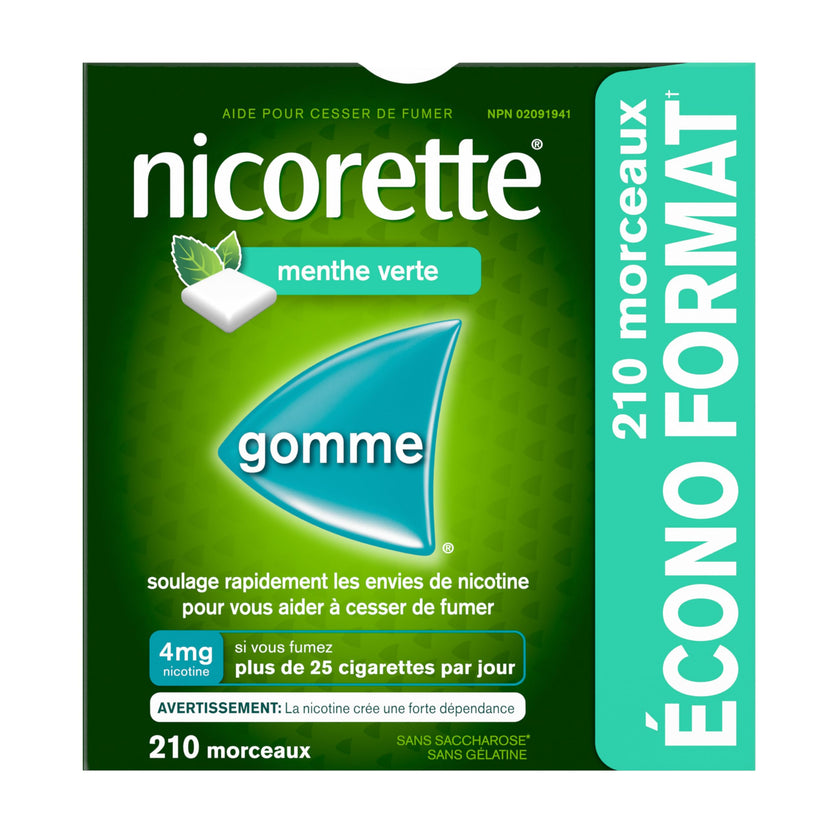 Nicorette Gum, Nicotine 4 Mg, Spearmint Flavour, Quit Smoking Aid And Smoking Cessation Aid, 210 Count 🍁 All In One Marketplace Canada