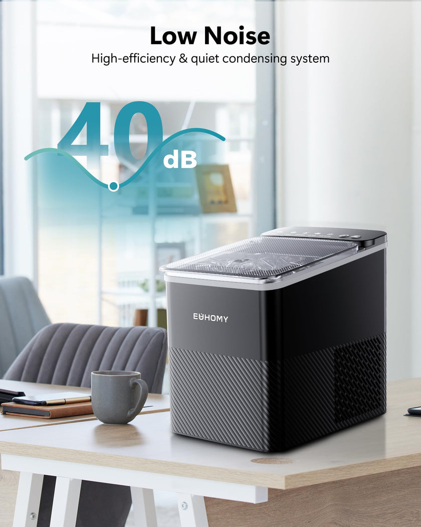 EUHOMY Countertop Ice Maker, 26.5 lbs/24H Portable Ice Machine with Ice Scoop & Basket, Fast 6-10 Mins Ice Making, 2 Ice Sizes, Ideal for Home, Kitchen, RV, Party 🍁 All In One Marketplace Canada