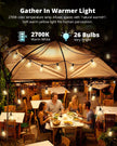 VIPAR Outdoor String Lights 60FT LED Patio Lights Waterproof with 28 Shatterproof ST38 Edison Bulbs Outside Hanging Light Dimmable Connectable for Porch, Deck, Garden, Backyard, Balcony, Decor, 2700K 🍁 All In One Marketplace Canada