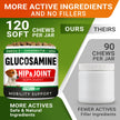 Glucosamine for Dogs w/Chondroitin - Hip & Joint Supplement for Dogs - MSM, Omega to Improve Mobility & Energy - Natural Joint Pain Relief - 120 Chews (Chicken) 🍁 All In One Marketplace Canada