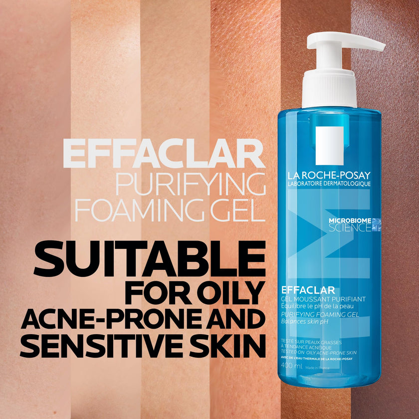 La Roche Posay Face Wash Gel Cleanser, Effaclar Gentle Purifying Foaming Gel for Oily and Sensitive Acne-Prone Skin. Alcohol-free, Soap-Free, Paraben-free, Non-Comedogenic, 400mL 🍁 All In One Marketplace Canada