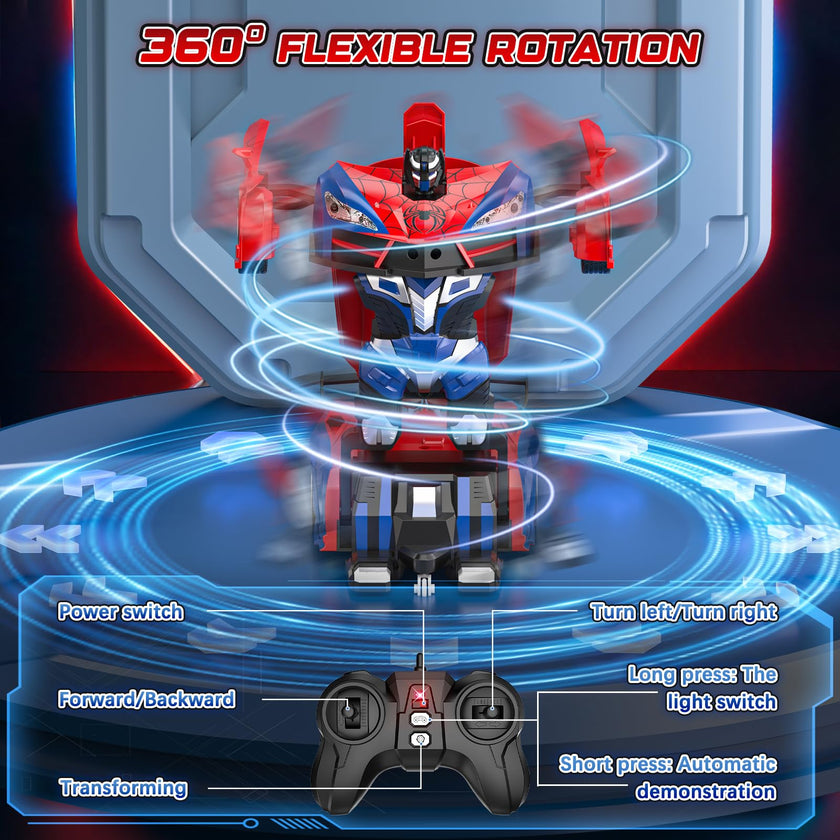 Spider Transform Remote Control Cars for Kids - 2.4GHz RC Police Car for 3 4 5 6 7 8 Year Old Boys, 1:18 Scale Robot Toy Car with One-Key Transformation & 360° Rotation, Kids Christmas Birthday Gifts 🍁 All In One Marketplace Canada