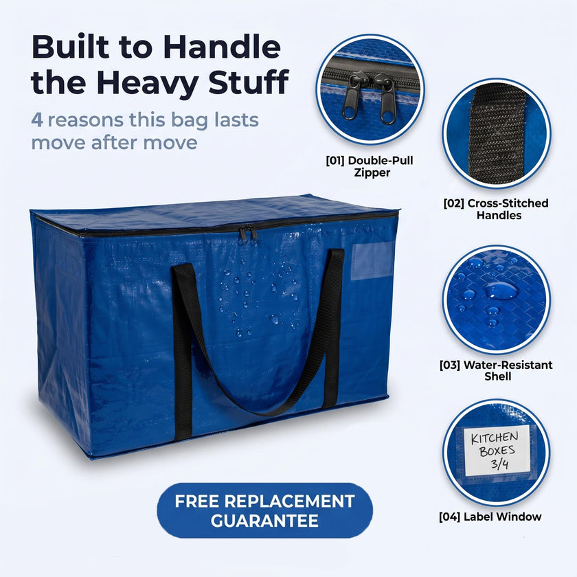 ClearSpace Heavy Duty Storage Bag - Large Moving Boxes with Backpack Straps, Zippers & Handles - Perfect for Traveling, Camping, Christmas Decorations, 4 Pack 🍁 All In One Marketplace Canada