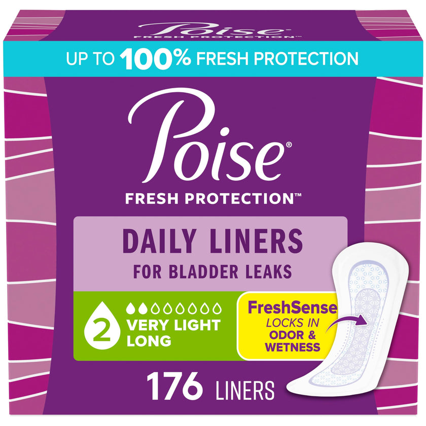 Poise Daily Postpartum Incontinence Panty Liners, Very Light Absorbency, Long, 176 Count (4 Packs of 44) 🍁 All In One Marketplace Canada