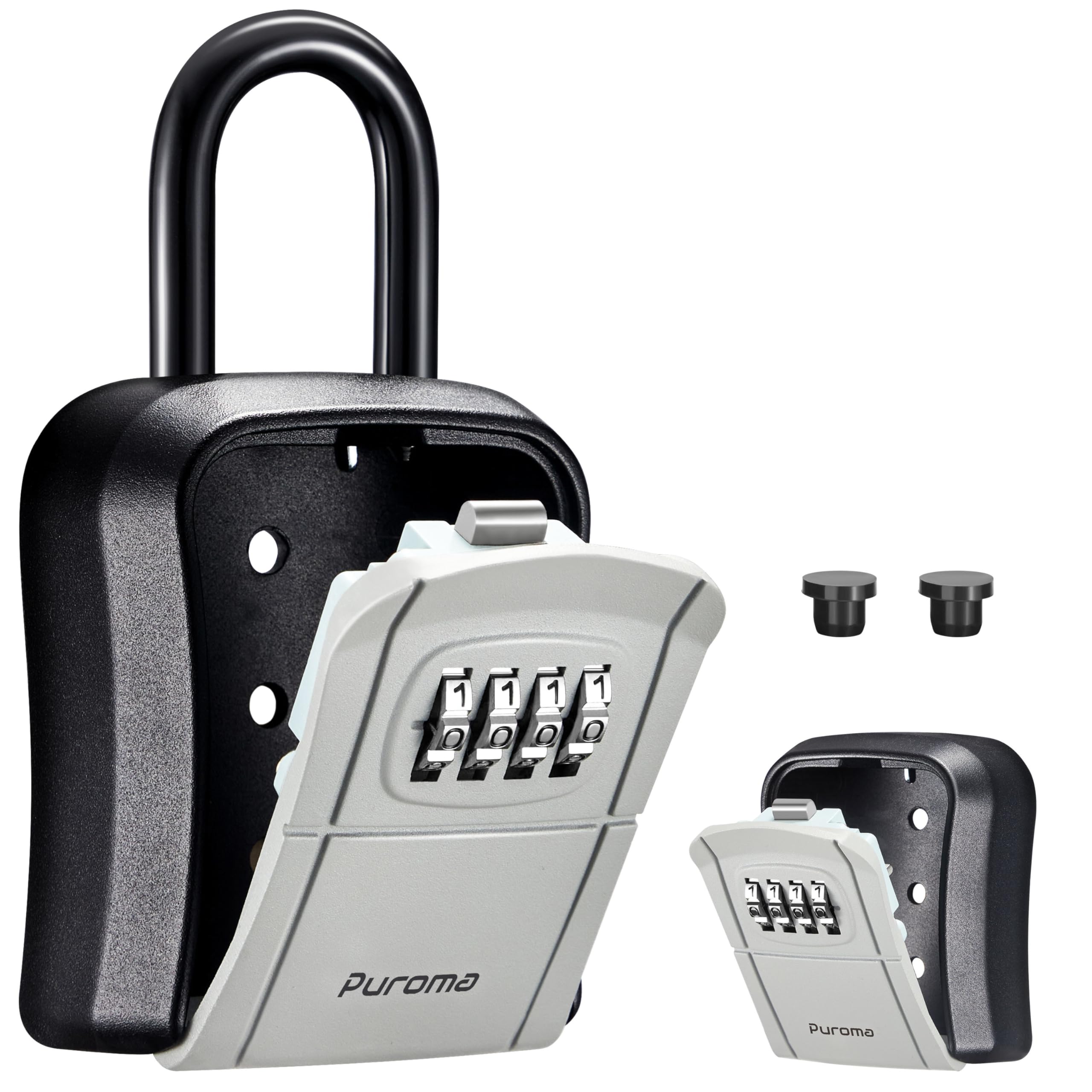 Puroma Key Lock Box, Portable Combination Lockbox Wall-Mounted Key Storage Box for House Keys, Resettable Code Safe Security Lock Box for Home, Office, Apartment Spare Key Storage (1 Pack, Gray) 🍁 All In One Marketplace Canada