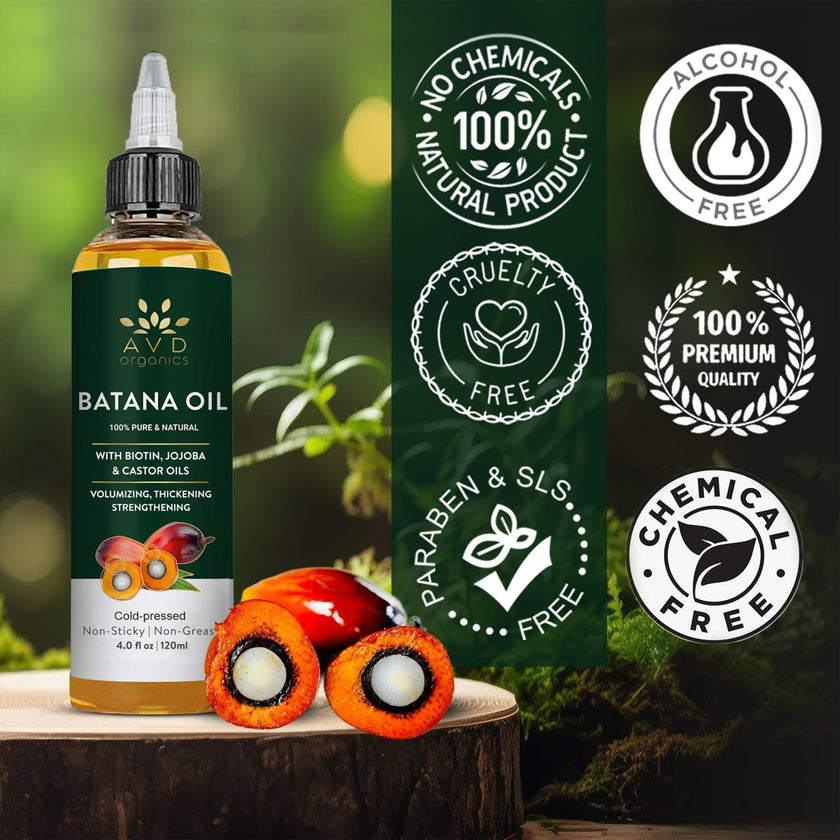 AVD Organics Raw Batana Oil for Hair | 100% Pure batana oil for Hair Growth - Promotes Thicker, Stronger Hair | Ideal for Men & Women | 120ML 🍁 All In One Marketplace Canada