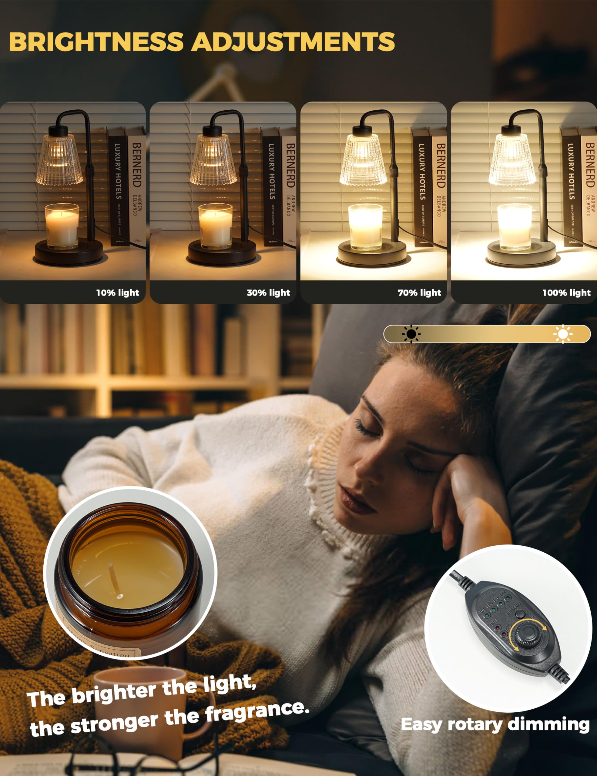 GODONLIF Candle Warmer Lamp with Timer Dimmable, Birthday Gifts for Women Mom, Home Decor Living Room Bedroom Decor, Wax Melt Warmer for Jar Candles with 2 Bulbs 🍁 All In One Marketplace Canada