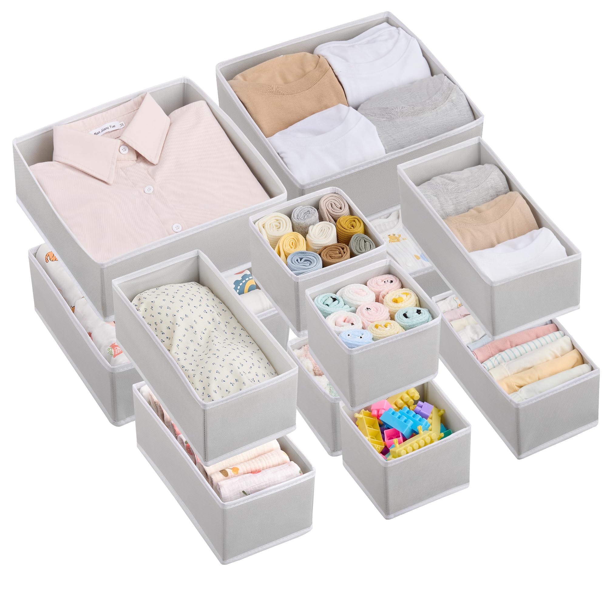 Vtopmart 12Pack Drawer Organizer for Clothes, Underwear Organizer Bins, Foldable Fabric Closet Storage Organization, Dresser Drawer Dividers for Baby Clothing, Bra, Socks, Ties, Scarf 🍁 All In One Marketplace Canada