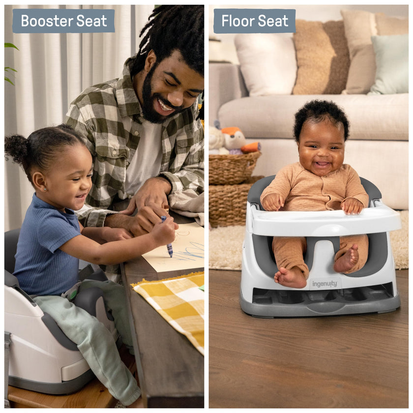 Ingenuity Baby Base 2-in-1 Booster Feeding and Floor Seat with Self-Storing Tray - Slate 🍁 All In One Marketplace Canada