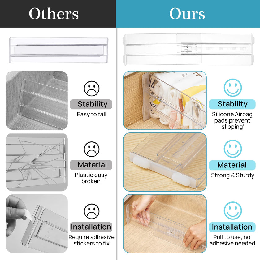 Vtopmart 8 Pack Drawer Dividers for Clothes, Adjustable 4