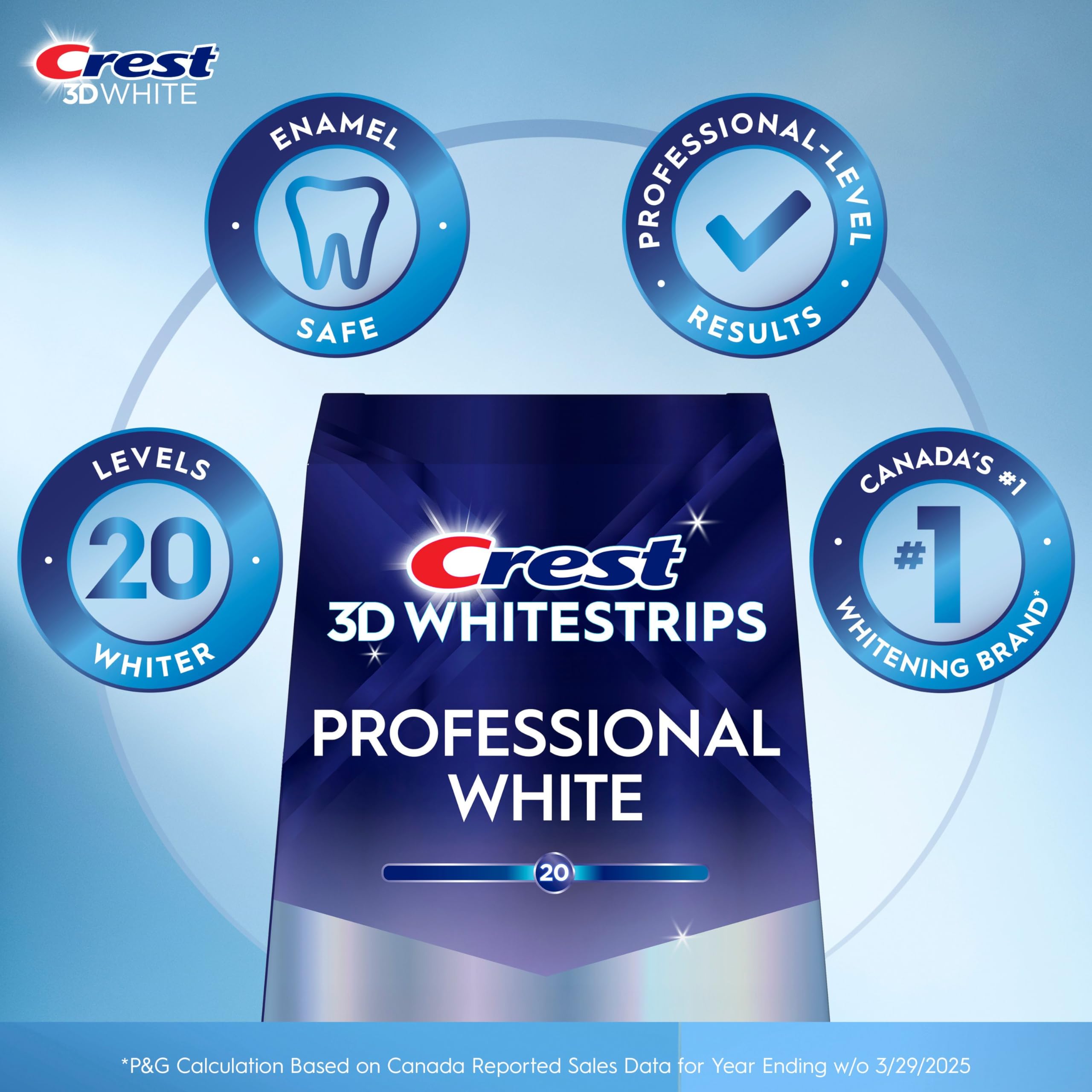 Crest 3D Whitestrips Professional White At-Home Teeth Whitening Kit, 22 Treatments, 20 Levels Whiter 🍁 All In One Marketplace Canada