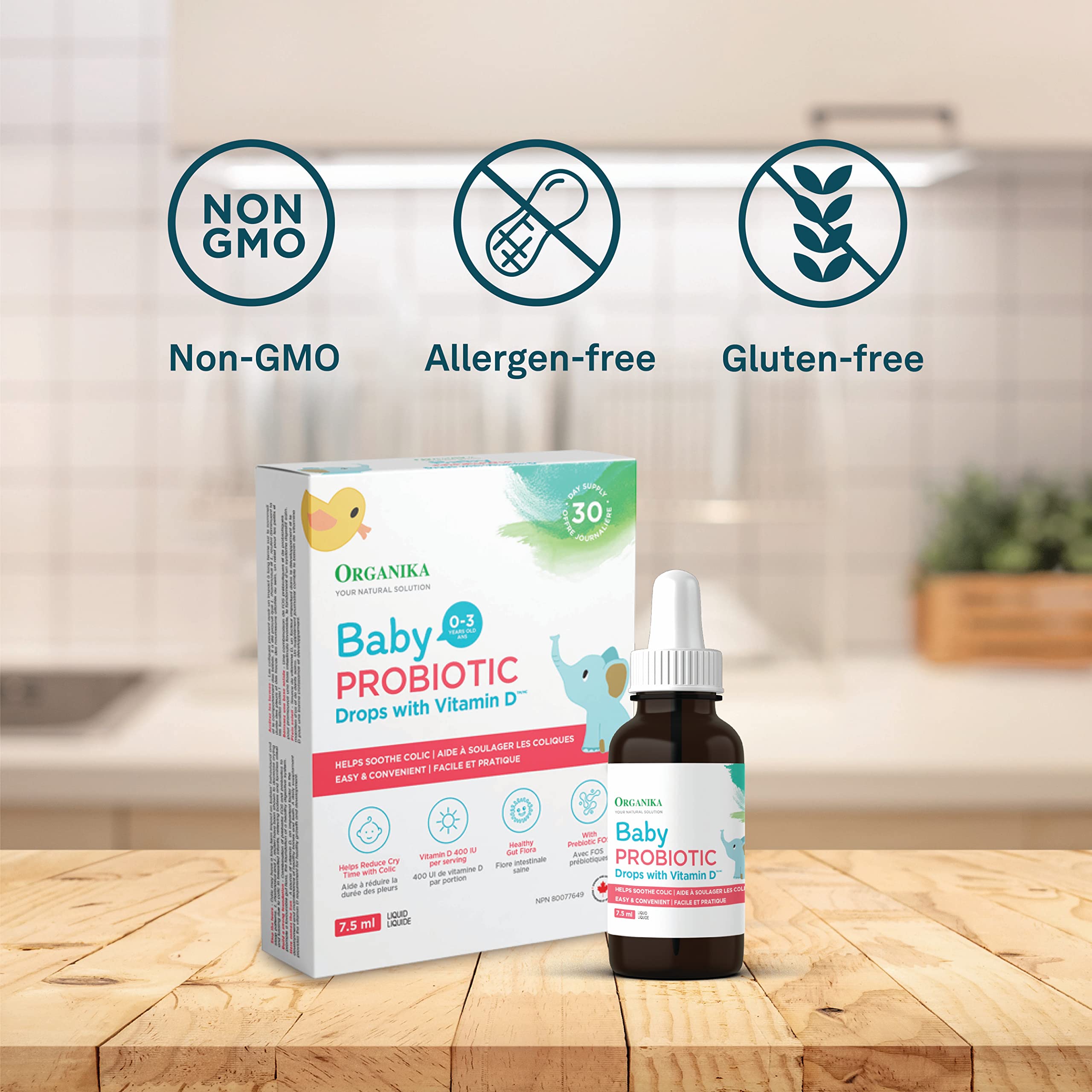 Organika Baby Probiotic Drops with Vitamin D- Soothe Colic, Reduce Fussing, Aid in Growth and Development- White, 7.5 ml (Pack of 1) 🍁 All In One Marketplace Canada