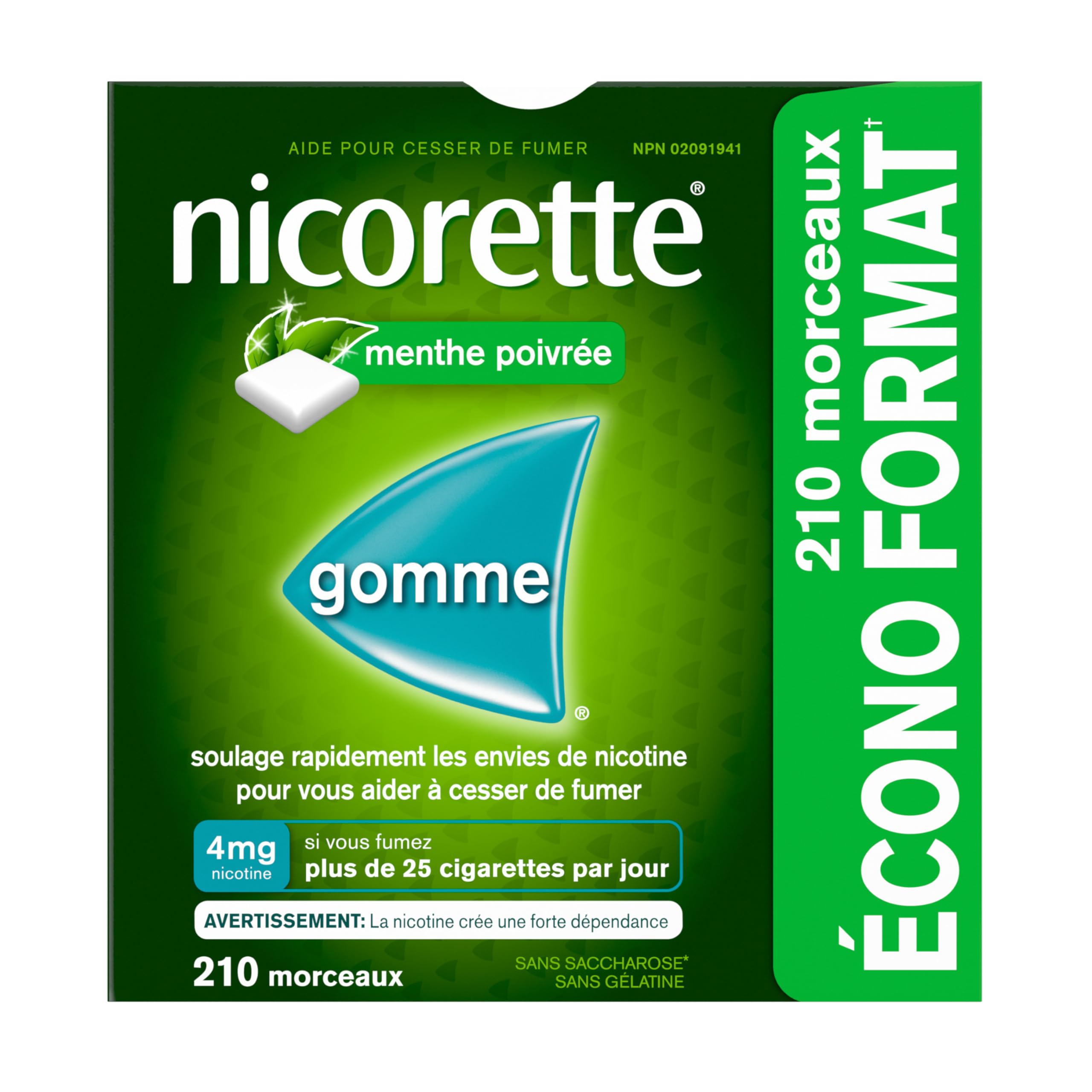 Nicorette Peppermint Gum, 4MG, Quit Smoking, Nicotine Gum, Smoking Cessation Aid, NRT, Reduce Cravings, 210 Pack 🍁 All In One Marketplace Canada