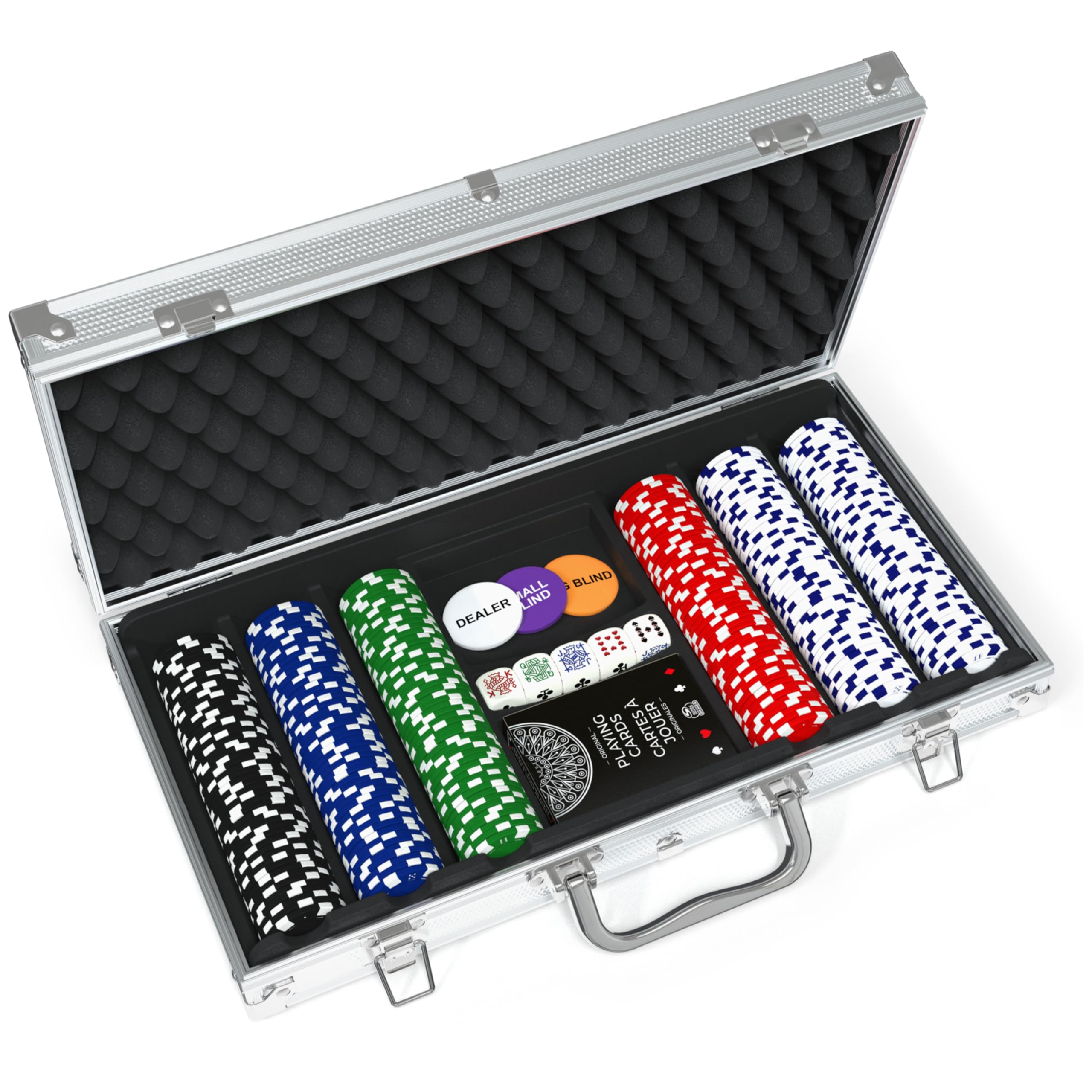 Cardinal Classics, 300-Piece Poker Set with Aluminum Carrying Case & Professional 11.5g Chips Plus 5 Poker Dice, for Adults and Kids Ages 10 and up 🍁 All In One Marketplace Canada