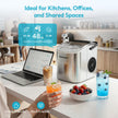 EUHOMY Countertop Ice Maker Machine with Handle, 26lbs Per Day, 9 Ice Cubes Ready in 6 Mins, Auto-Cleaning Portable Ice Maker with Basket and Scoop, for Home/Kitchen/Camping/RV (Silver) 🍁 All In One Marketplace Canada