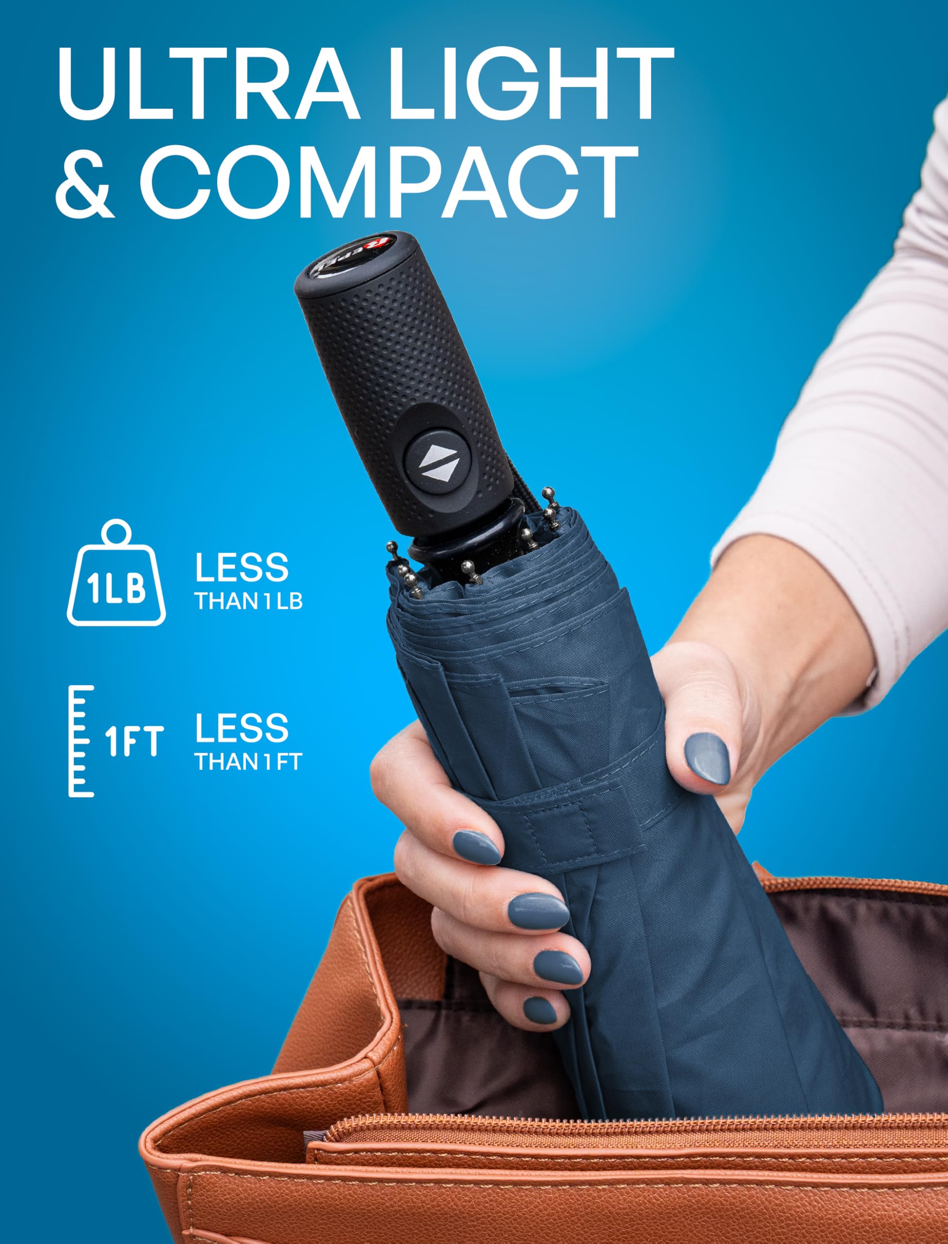 Repel Windproof Travel Umbrella - Compact & Withstands Winds up to 100MPH, Strongest Premium Auto Folding Umbrella for Rain and Sun - Durable, Light & Portable for Women & Men, Fits Backpack & Cars 🍁 All In One Marketplace Canada