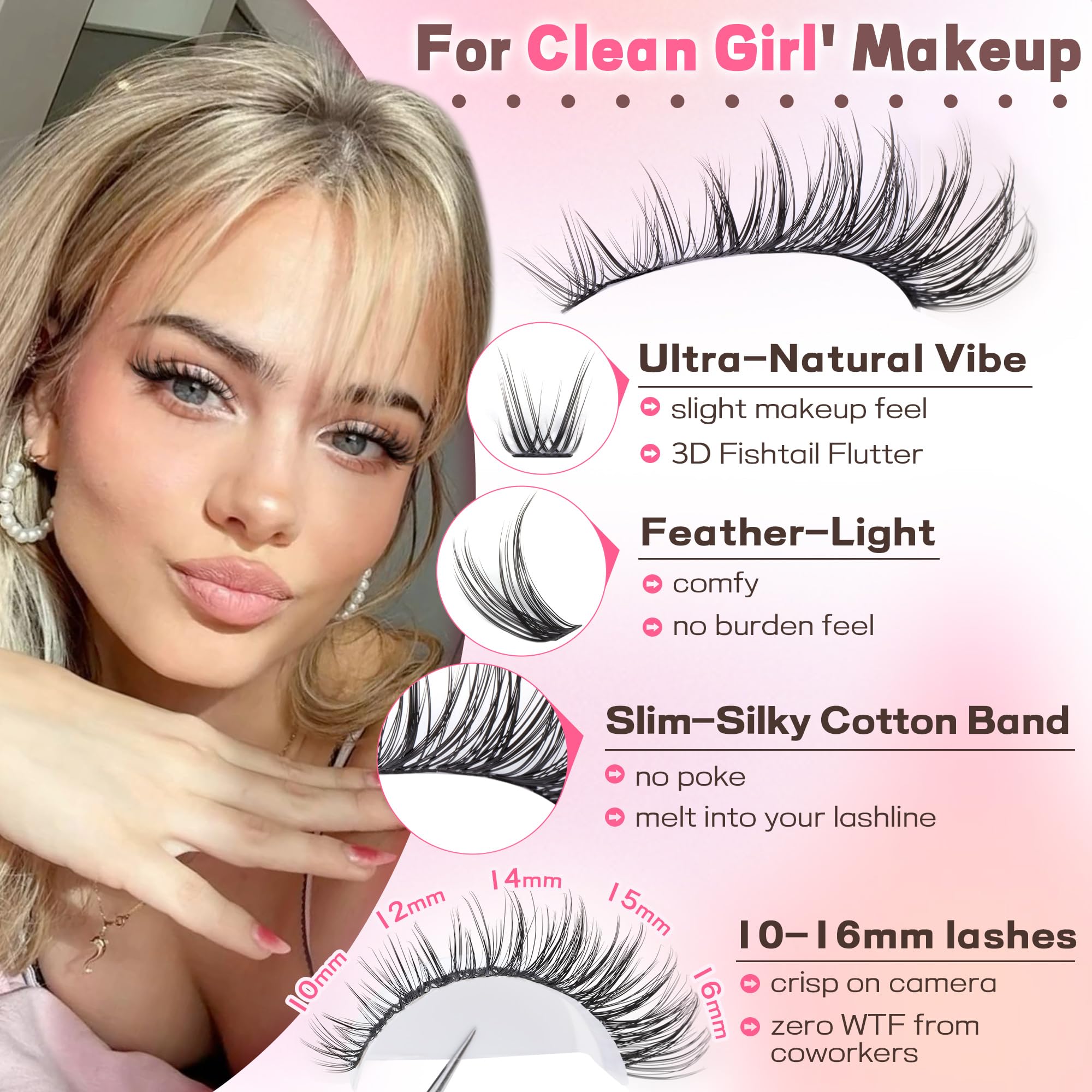 Goddvenus Cluster Lashes Kit Wispy Natural 300pcs Eyelashes Clusters 10-16mm DIY Eyelash Extensions Kit C Curl Individual Lashes for DIY Lash Extension 🍁 All In One Marketplace Canada