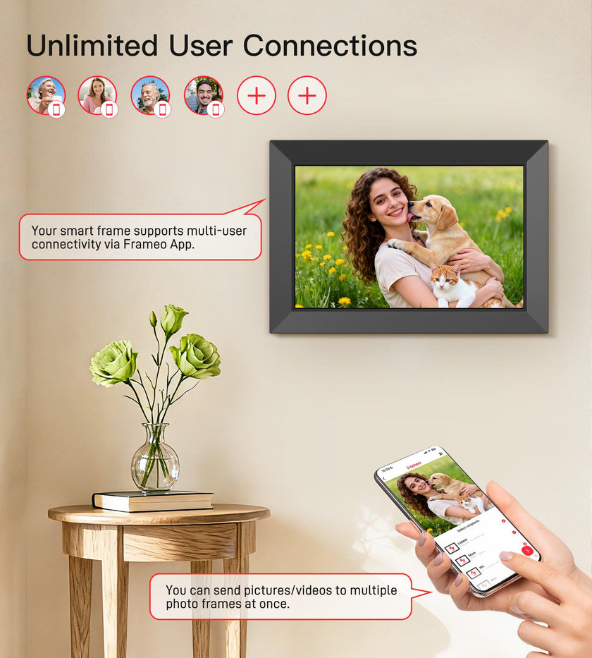 Frameo 10.1 Inch WiFi Digital Picture Frame, 1280x800 HD IPS Touch Screen Photo Frame Electronic, 32GB Memory, Auto-Rotate, Wall Mountable, Share Photos/Videos Instantly via Frameo App from Anywhere 🍁 All In One Marketplace Canada