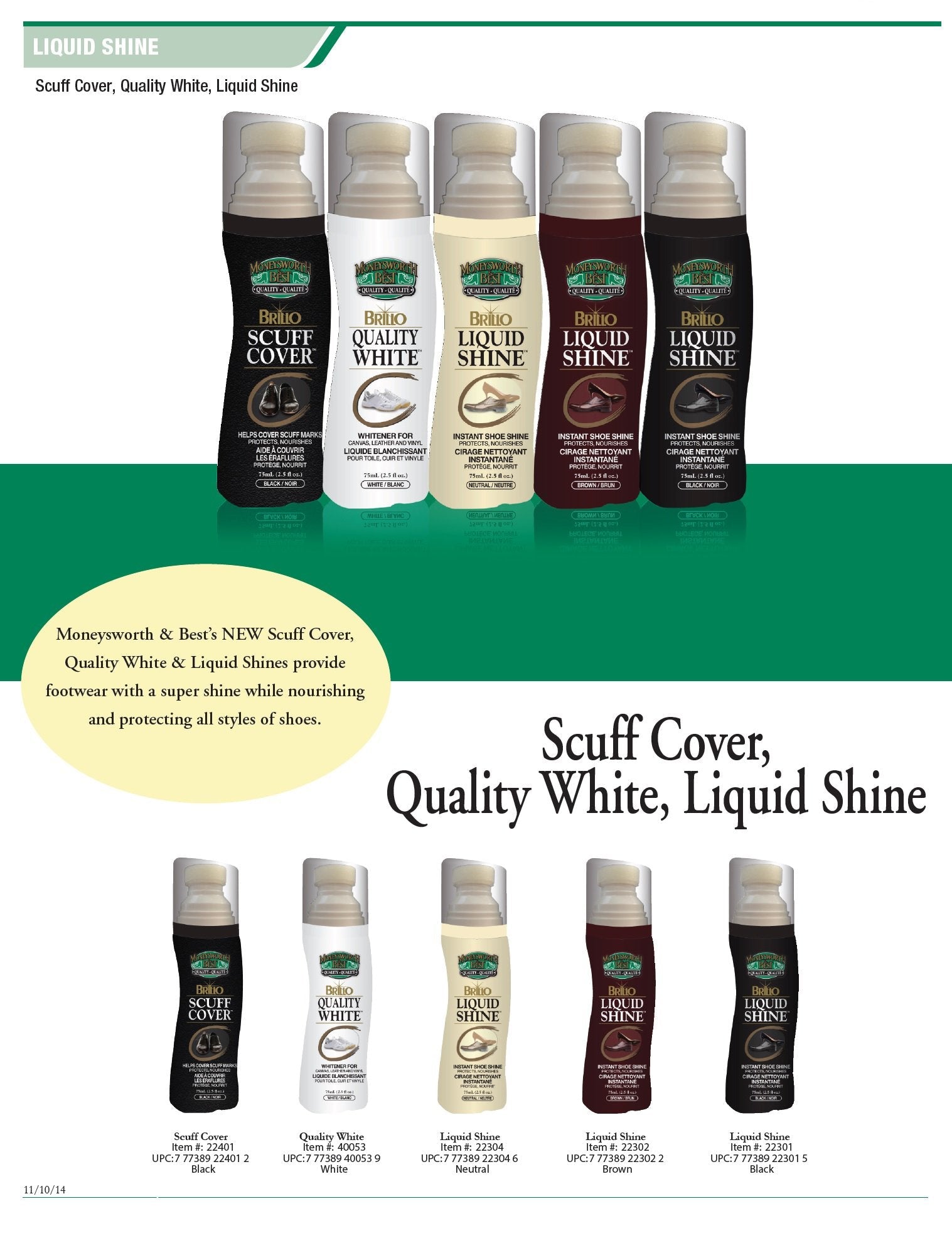 Moneysworth & Best | BRILLO QUALITY WHITE™ | 75ml / 2.5oz | Refreshes and brightens all white leather, suede, nubuck and canvas! | MADE IN SPAIN 🍁 All In One Marketplace Canada