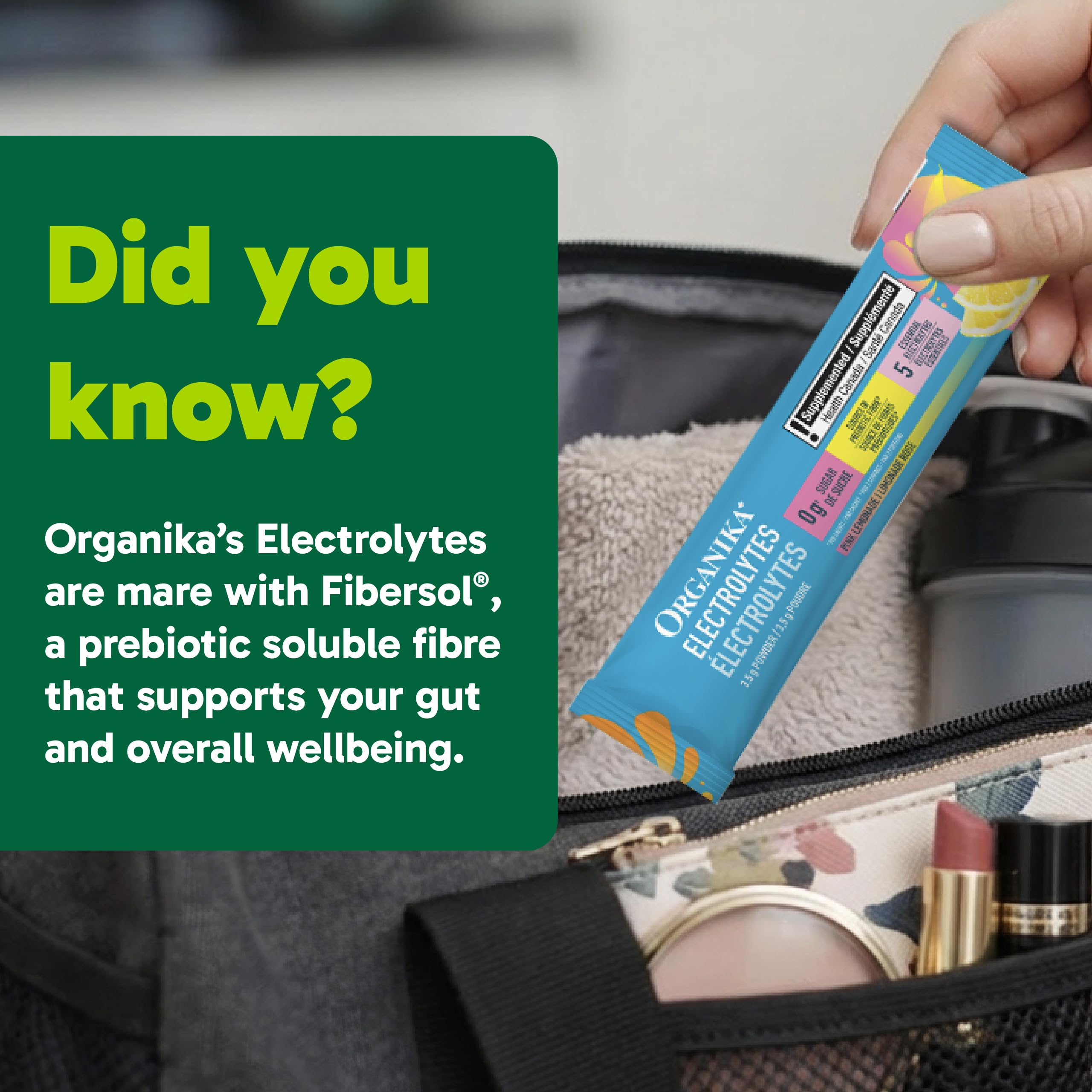 Organika Canadian-Made Electrolytes Powder with Vitamin C & Prebiotic Fibre - Sugar-Free Hydration Drink Mix - Pink Lemonade - 20 Single-Serve Sachets x 3.5g 🍁 All In One Marketplace Canada