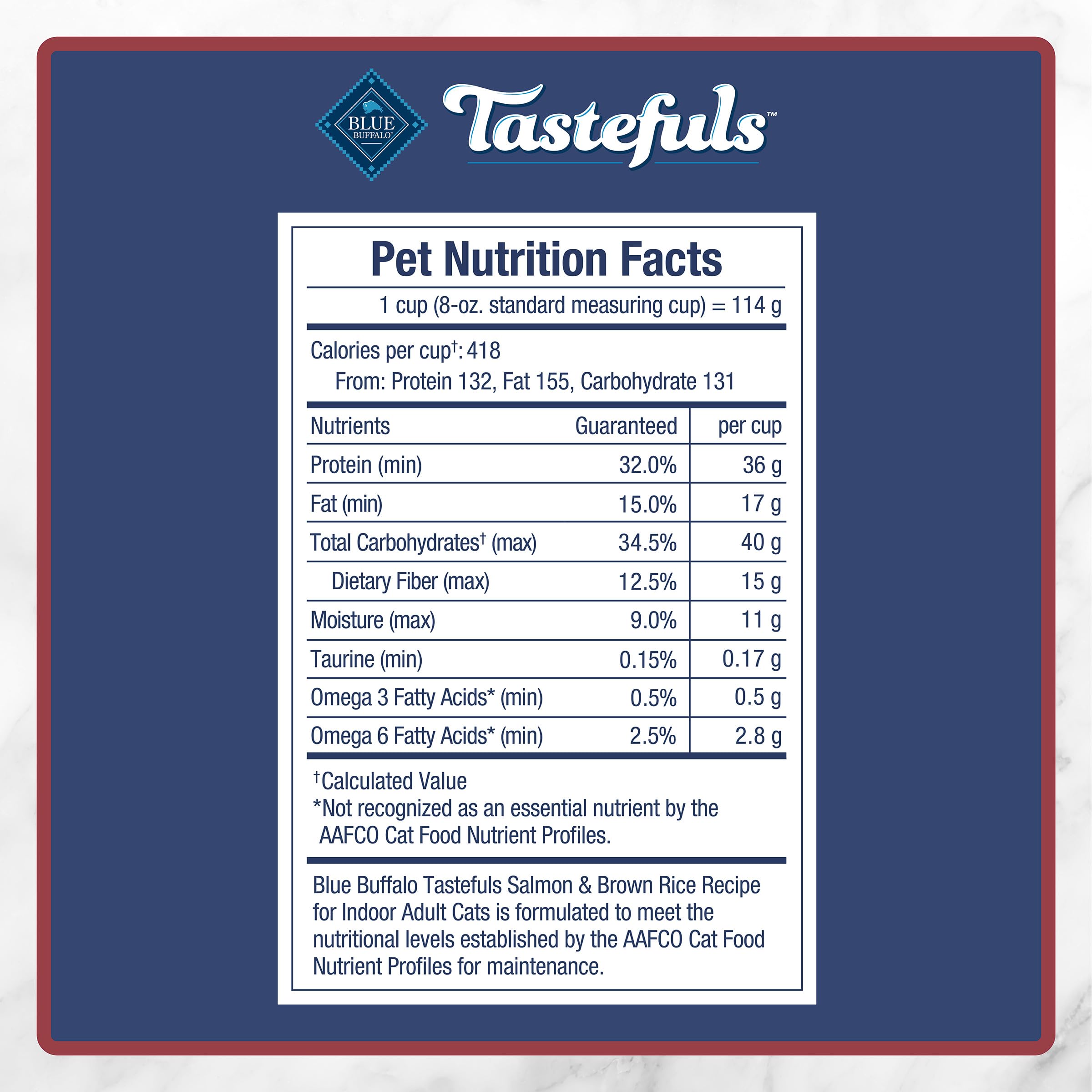 Blue Buffalo Tastefuls Salmon & Brown Rice Recipe Dry Indoor Cat Food for Adult Cats, Real Salmon First, Deliciously Healthy Natural Cat Food, Supports Digestive Care and Coat Health, 3.1kg Bag 🍁 All In One Marketplace Canada