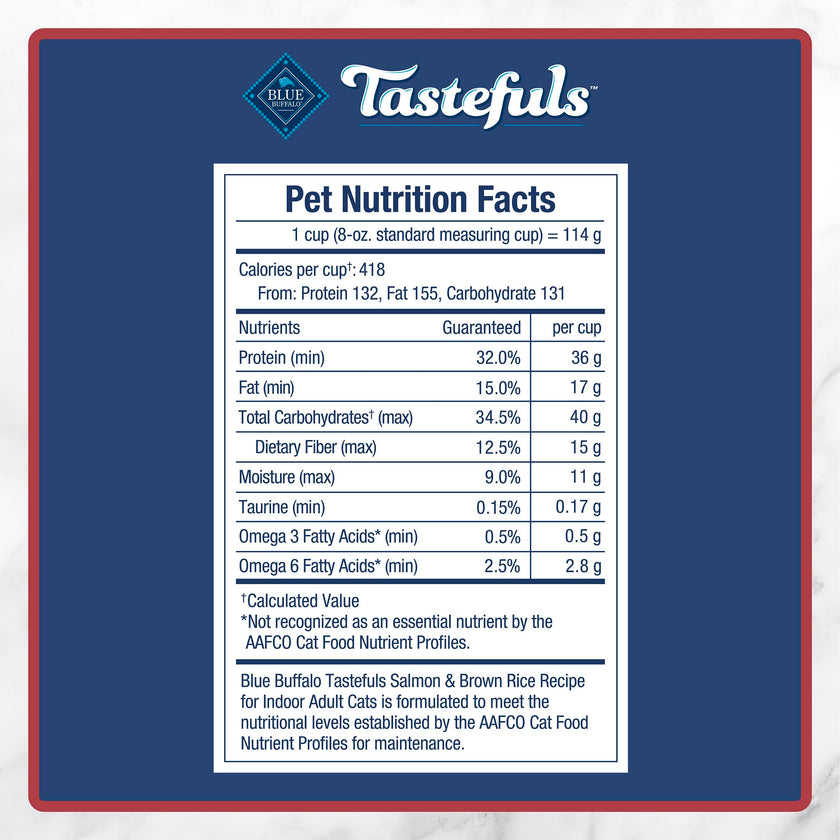 Blue Buffalo Tastefuls Salmon & Brown Rice Recipe Dry Indoor Cat Food for Adult Cats, Real Salmon First, Deliciously Healthy Natural Cat Food, Supports Digestive Care and Coat Health, 3.1kg Bag 🍁 All In One Marketplace Canada