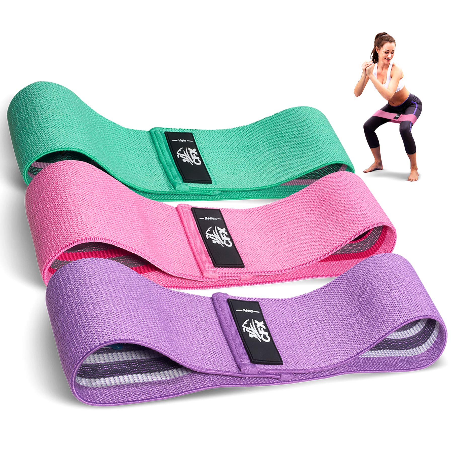 CFX Resistance Bands 3 Sets, Premium Exercise Loops with Non-Slip Design for Hips & Glutes, 3 Resistance Level Workout Booty Bands for Women and Men 🍁 All In One Marketplace Canada