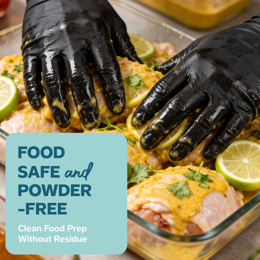 Gusto Black Nitrile Gloves [100 Count] Disposable Heavy Duty 6 Mil - Large 🍁 All In One Marketplace Canada