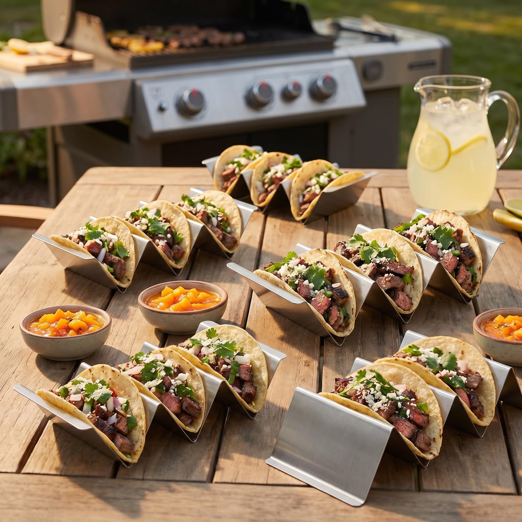 Bekith Stainless Steel Taco Holder Stand 6 Pack, Taco Holder Stand Tray with Handles, Up to 3 Tacos Each Keeping Shells Upright, Stylish Taco Shell Holders, Oven, Grill and Dishwasher Safe 🍁 All In One Marketplace Canada