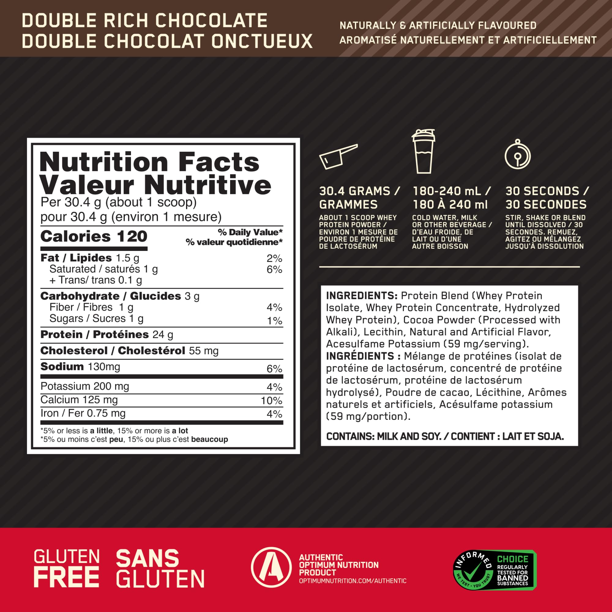 Optimum Nutrition Gold Standard 100% Whey Protein Powder, 2.270g - Double Rich Chocolate - 74 servings (packaging may vary) 🍁 All In One Marketplace Canada