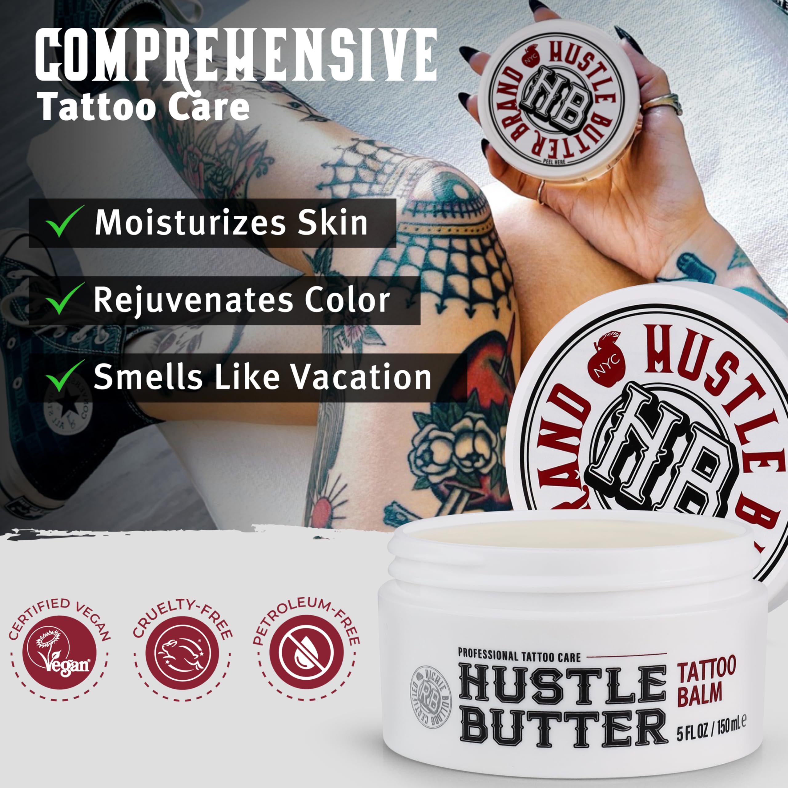 Hustle Butter Tattoo Aftercare 5oz Tattoo Balm, Heals + Protects New Tattoos and Rejuvenates Older Tattoos - 100% Vegan Tattoo Cream No-Petroleum 🍁 All In One Marketplace Canada