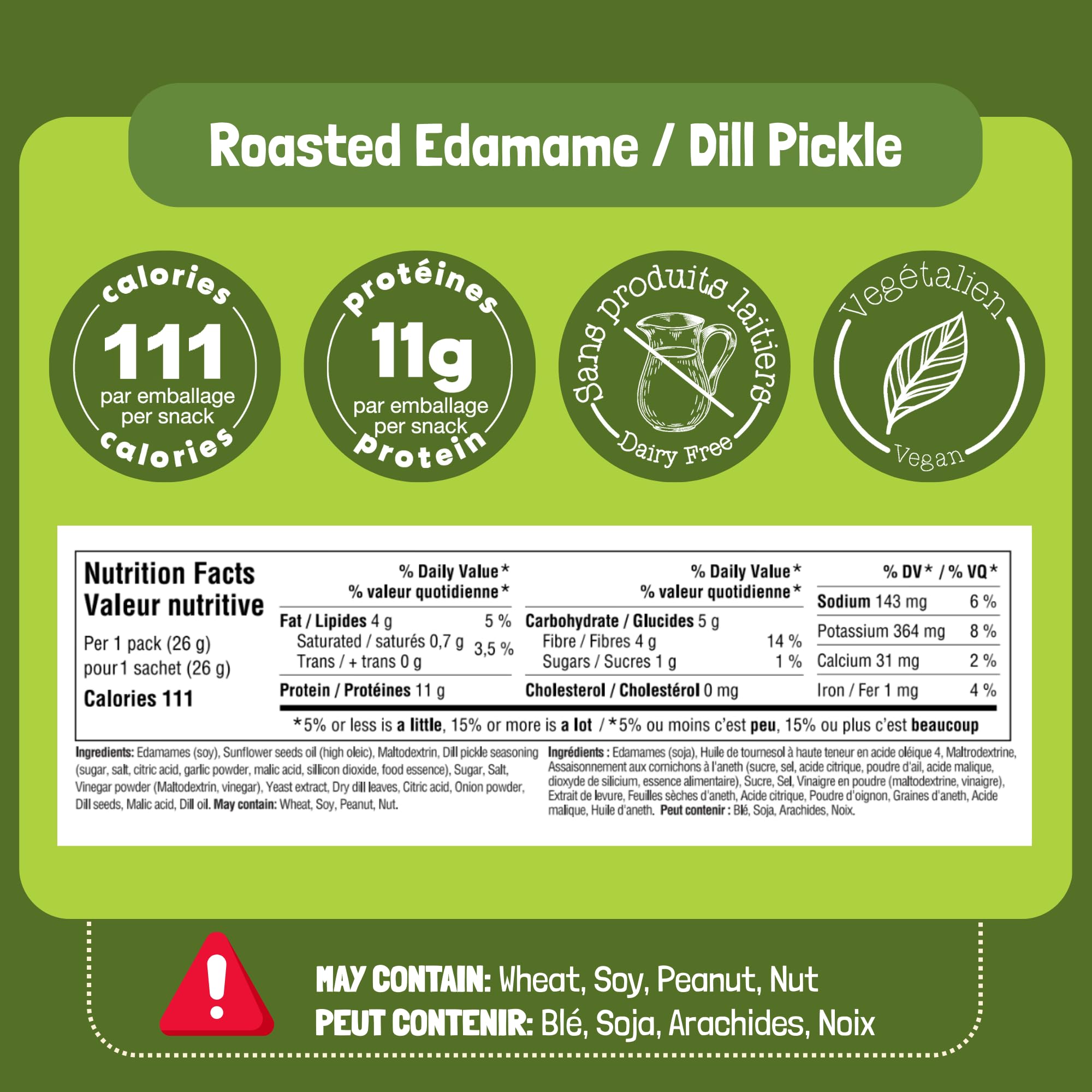 GoBeanz Crunchy Roasted Edamame, Tasty Dill Pickle High Protein Healthy Snack, For Adults & Kids, 20 Single Serve Packs, Low calorie, Low Sugar Plant Based, Salty Snacks 🍁 All In One Marketplace Canada