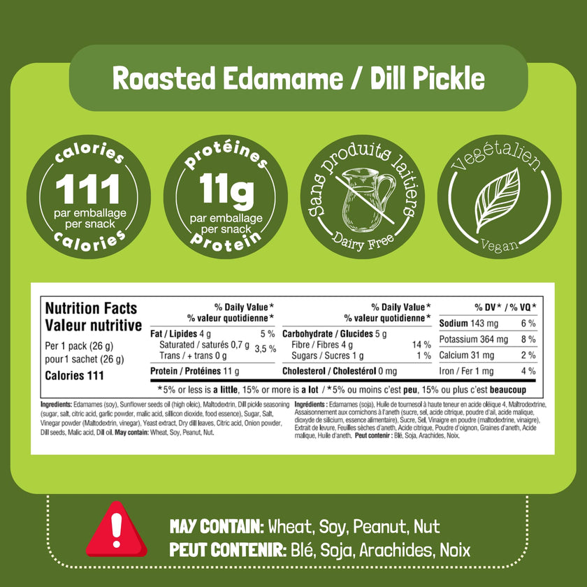 GoBeanz Crunchy Roasted Edamame, Tasty Dill Pickle High Protein Healthy Snack, For Adults & Kids, 20 Single Serve Packs, Low calorie, Low Sugar Plant Based, Salty Snacks 🍁 All In One Marketplace Canada