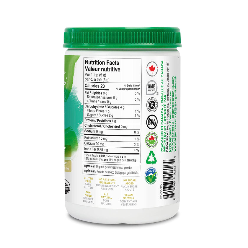 Organika Maca Certified Organic Powder- Gelatinized for High Bioavialability, Hormone Balance, Adaptogen to Help with Stress and Energy- 400g 🍁 All In One Marketplace Canada