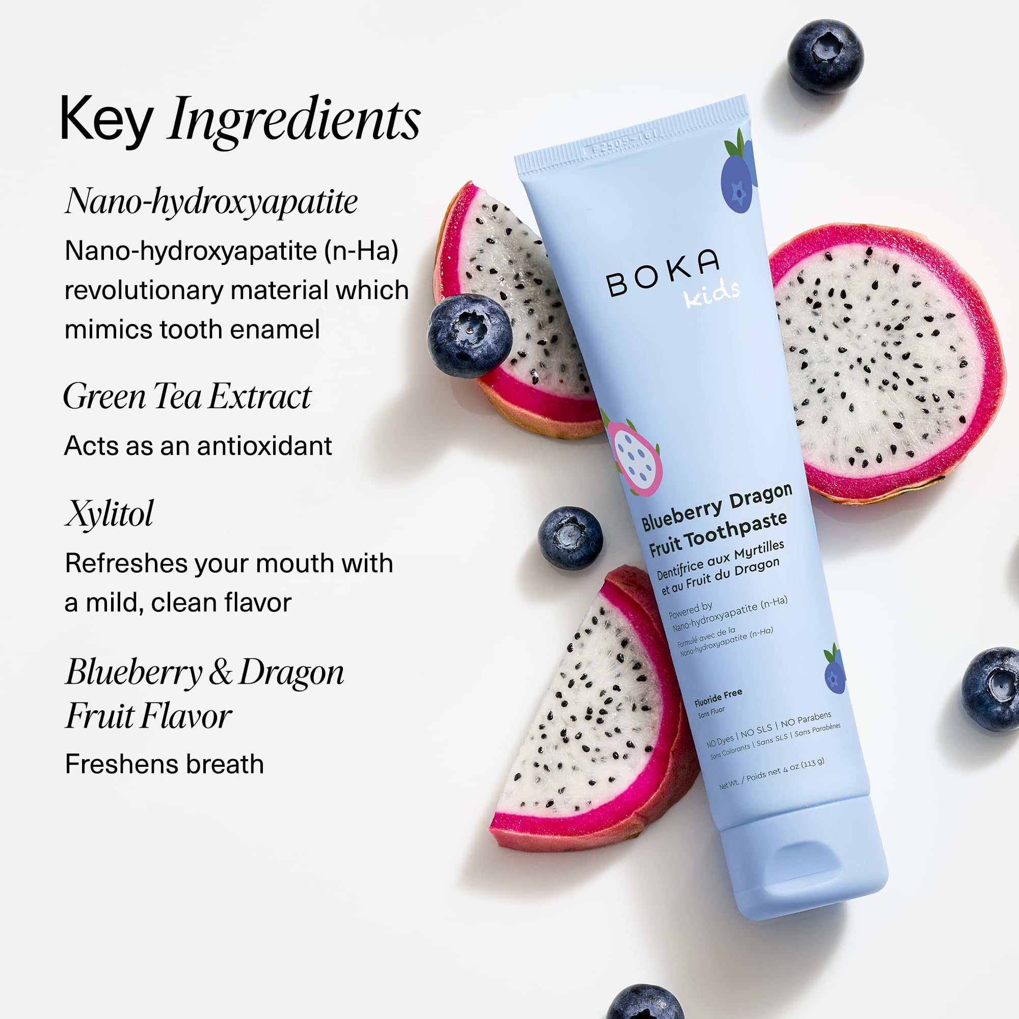 Boka Fluoride Free Toothpaste Nano Hydroxyapatite Toothpaste - Blueberry Dragon Fruit Flavor, 4 oz 1Pk US Manufactured 🍁 All In One Marketplace Canada