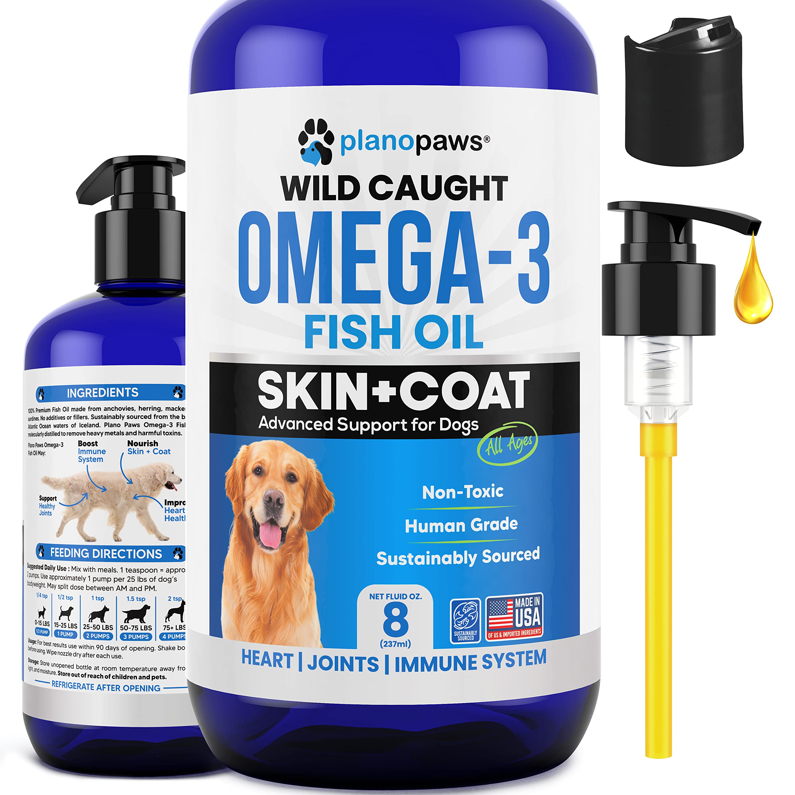 Omega 3 Fish Oil for Dogs – Liquid Fish Oil Supplement – Supports Skin & Coat, Joint Function & Overall Wellness – Easy to Serve – for All Breeds & Ages 🍁 All In One Marketplace Canada
