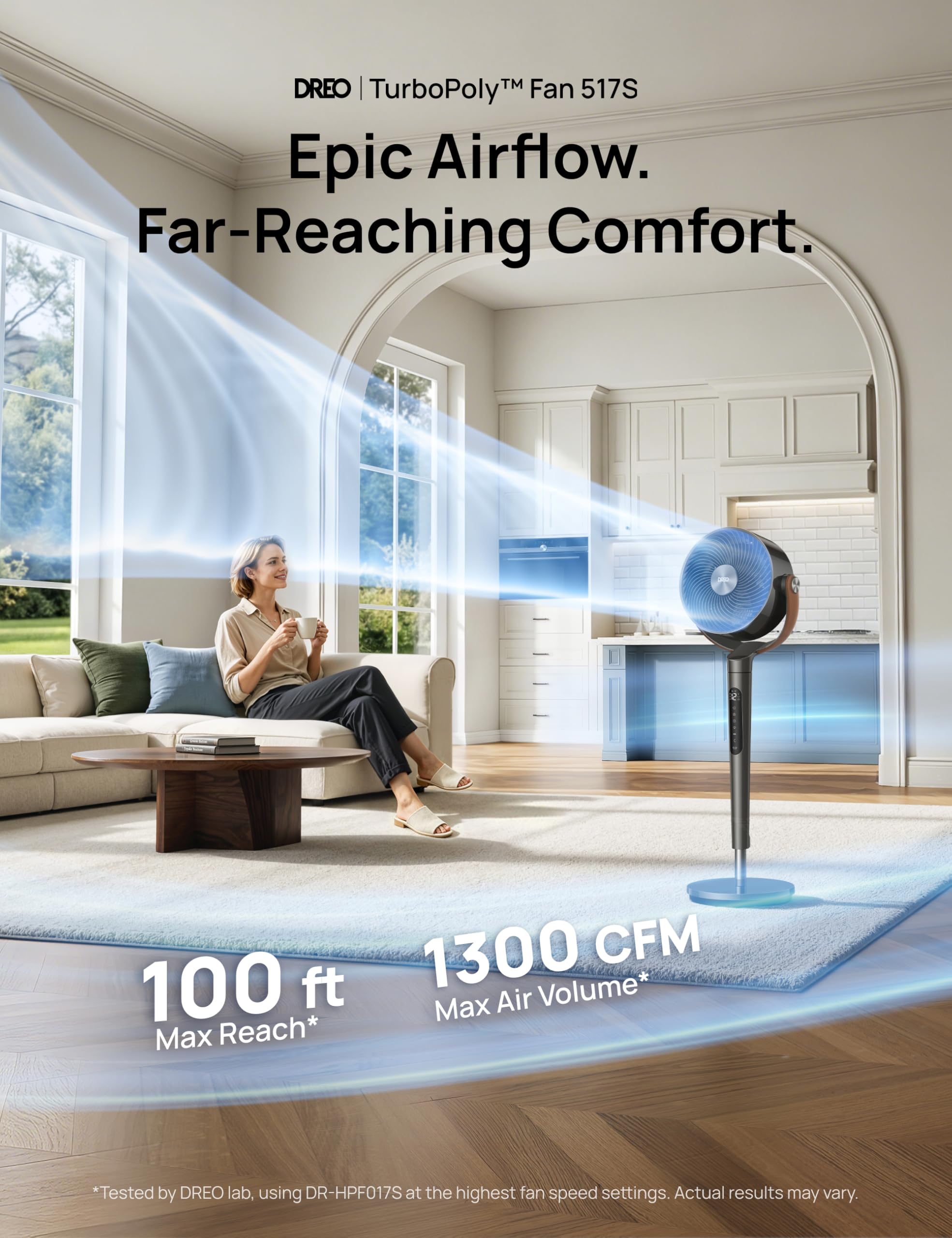 DREO Smart Fan For Bedroom, Standing Fans for Home, 120°+150° Oscillating Pedestal Fan Wi-Fi/Voice Control, 100ft 20db Quiet Circulator RGB Fan, DC Motor, 6 Modes, 12 Speeds, 37-42'' Adjustable Height 🍁 All In One Marketplace Canada