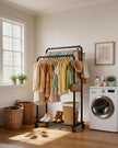Sakugi Double-Rod Metal Clothing Rack with Wheels, Black 🍁 All In One Marketplace Canada