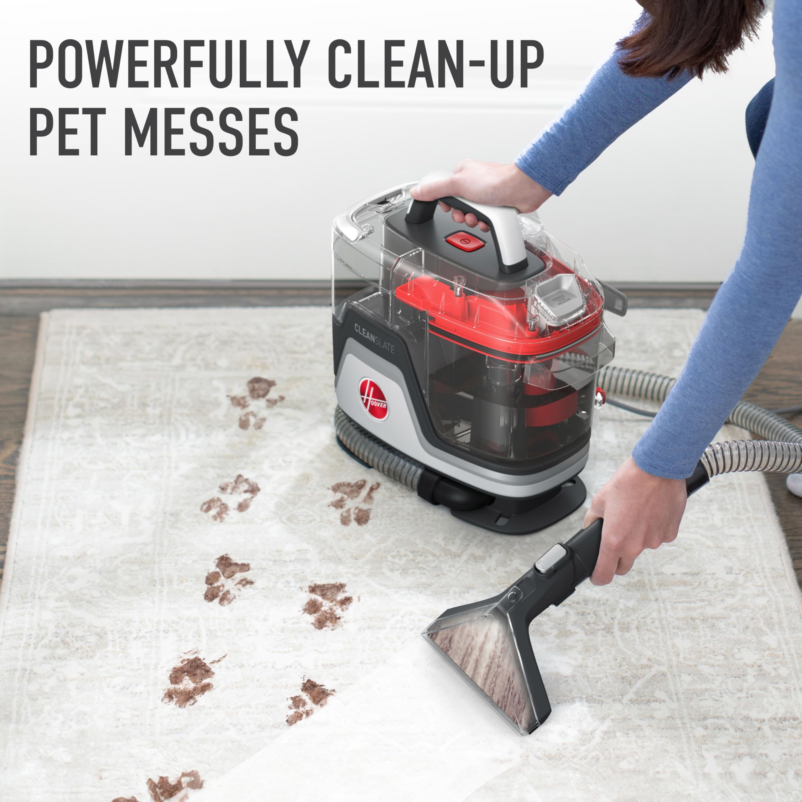 Hoover CleanSlate FH14000V Portable Carpet and Upholstery Spot Cleaner Machine with Dual Tank Technology, 40 oz Capacity, 7 Inch WidePath Tool, Pet Stain Remover, Red 🍁 All In One Marketplace Canada