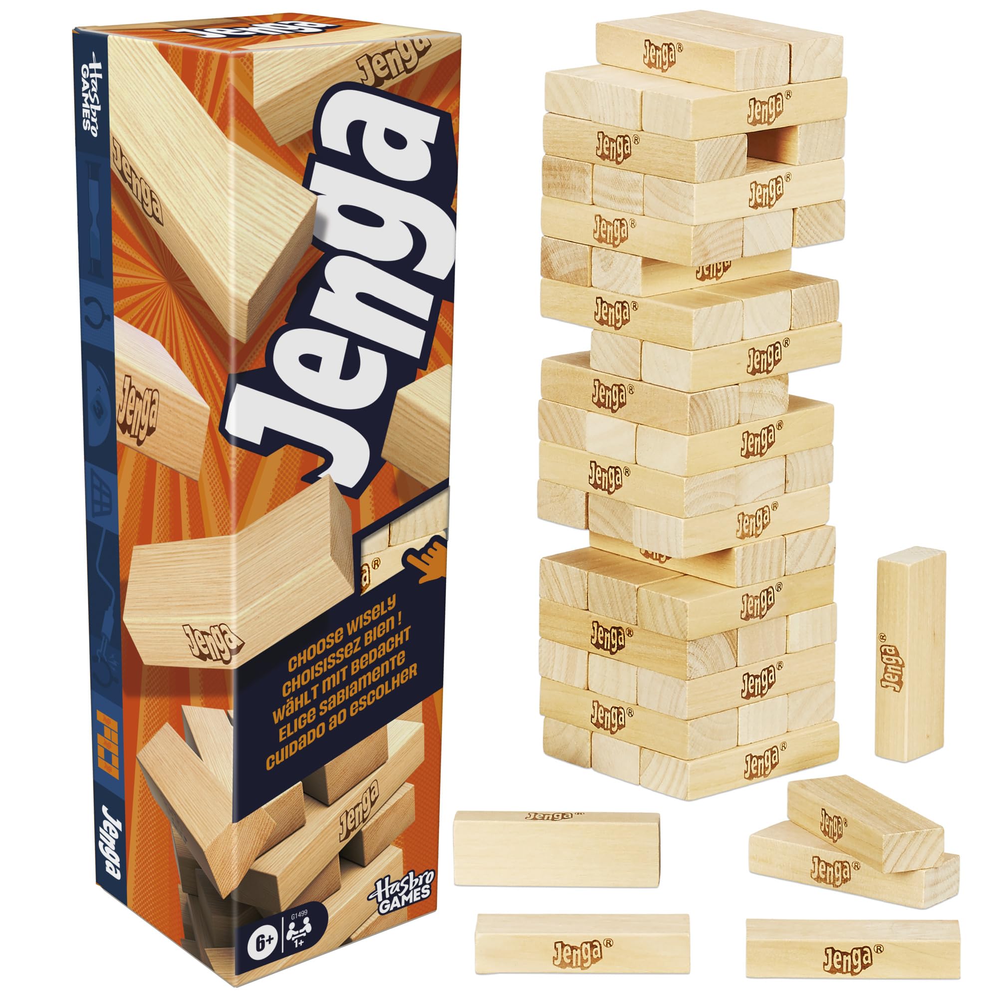 Jenga Official Hasbro Games | Digital Die for 6 More Ways to Play | Original Wood Block Game | Stacking Tower | Ages 6+ | 1+ Players | Party Games 🍁 All In One Marketplace Canada