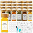 AISIPRIN 24 Pcs Glass Spice Jars with Bamboo Airtight Lids and 398 Labels, 4oz Empty Square Containers Seasoning Storage Bottles - Shaker Lids, Funnel, Brush and Marker Included 🍁 All In One Marketplace Canada