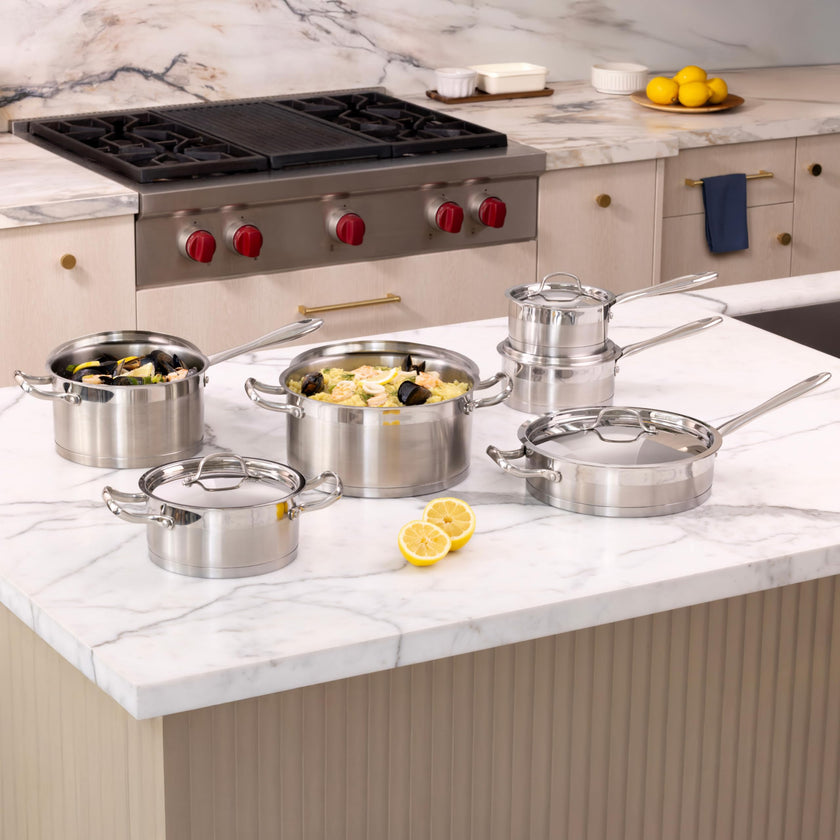 Lagostina Moderna 12-Piece Stainless Steel Cookware Set, Commercial Capsule Base, Induction Safe Pots and Pan Set Includes Saucepan, Casserole, Dutch Oven & Lids, Oven Safe up to 400°F / 204ºC 🍁 All In One Marketplace Canada