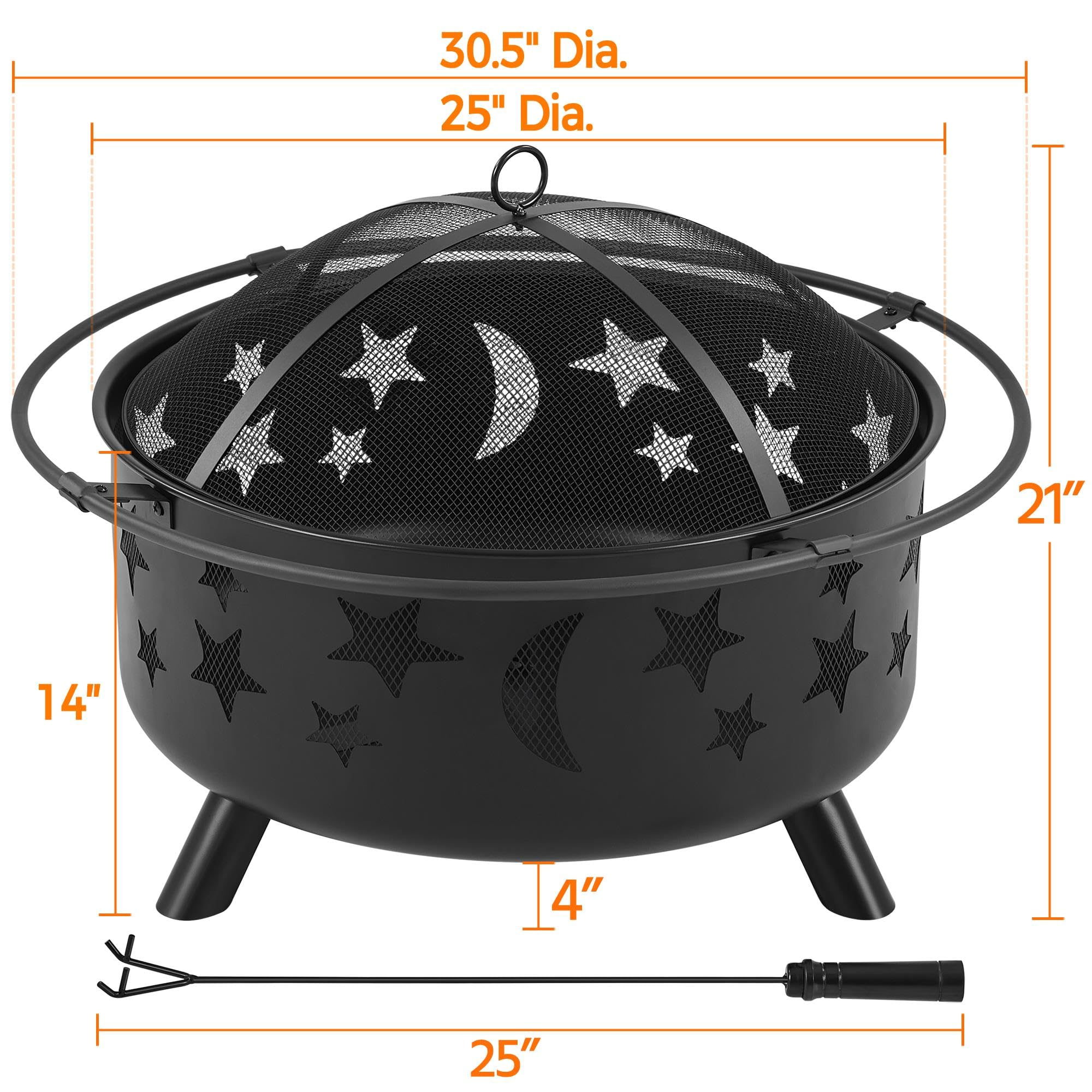 Yaheetech 30in Fire Pits with Poker & Spark Screen Deep Large Fire Bowl 🍁 All In One Marketplace Canada