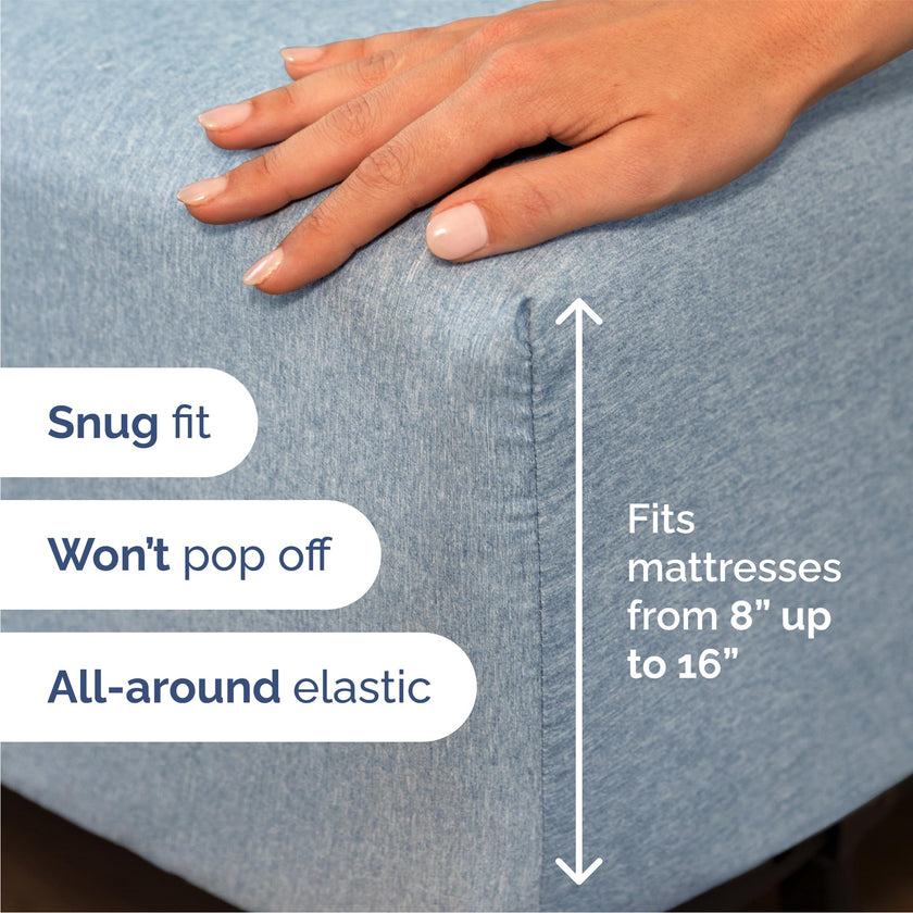 Queen Size 4 Piece Sheet Set - Comfy Breathable & Cooling Sheets - Hotel Luxury Bed Sheets for Women & Men - Deep Pockets, Easy-Fit, Soft & Wrinkle Free Sheets - Heathered Blue Oeko-Tex Bed Sheet Set 🍁 All In One Marketplace Canada